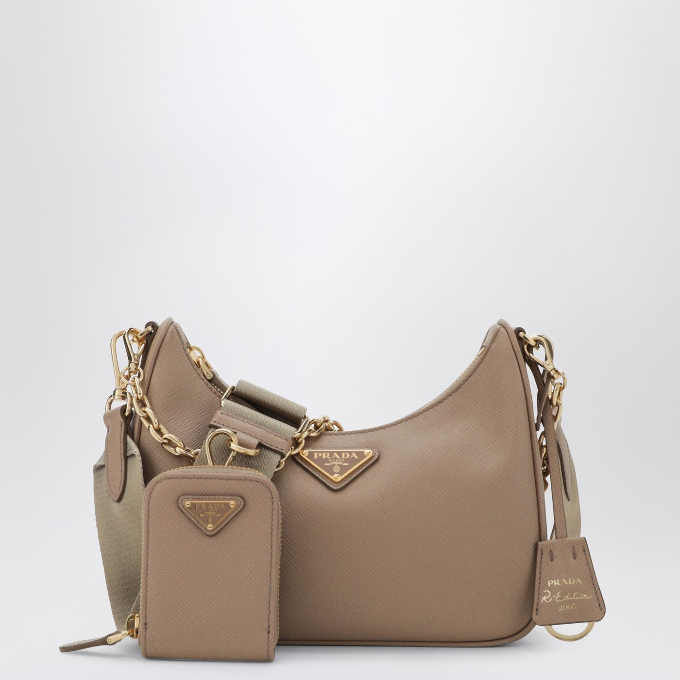 Borsa Re-Edition 2005 beige cammeo in pelle
