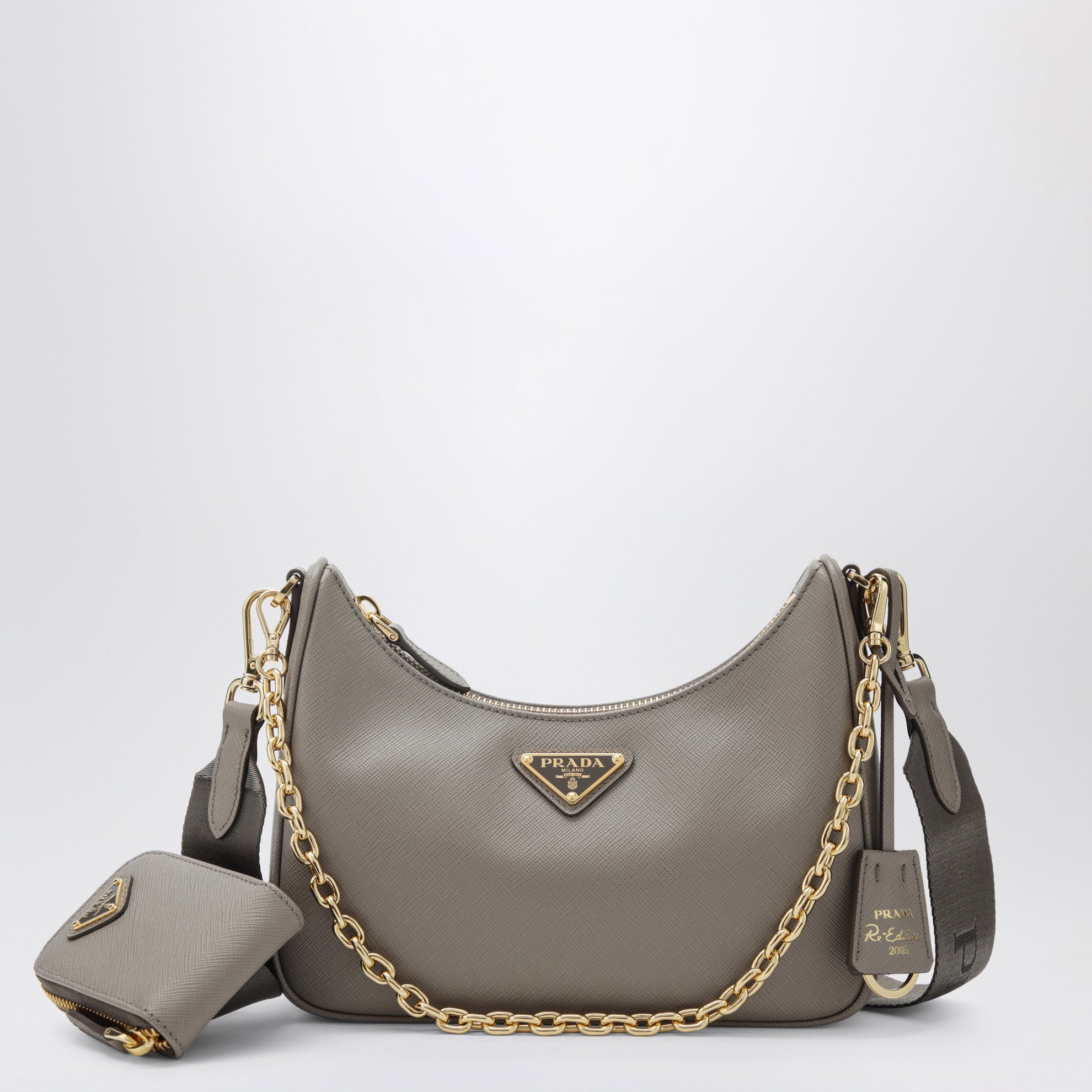 Prada Re-Edition 2005 Tasche aus Leder in Lehmfarben