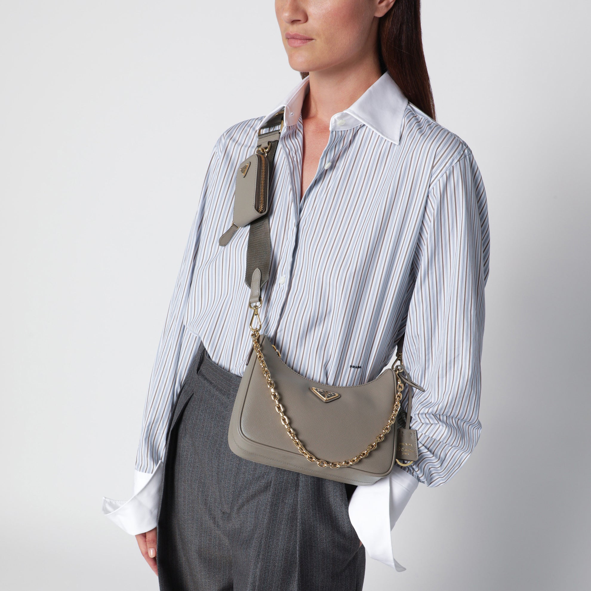 Prada Re-Edition 2005 Tasche aus Leder in Lehmfarben