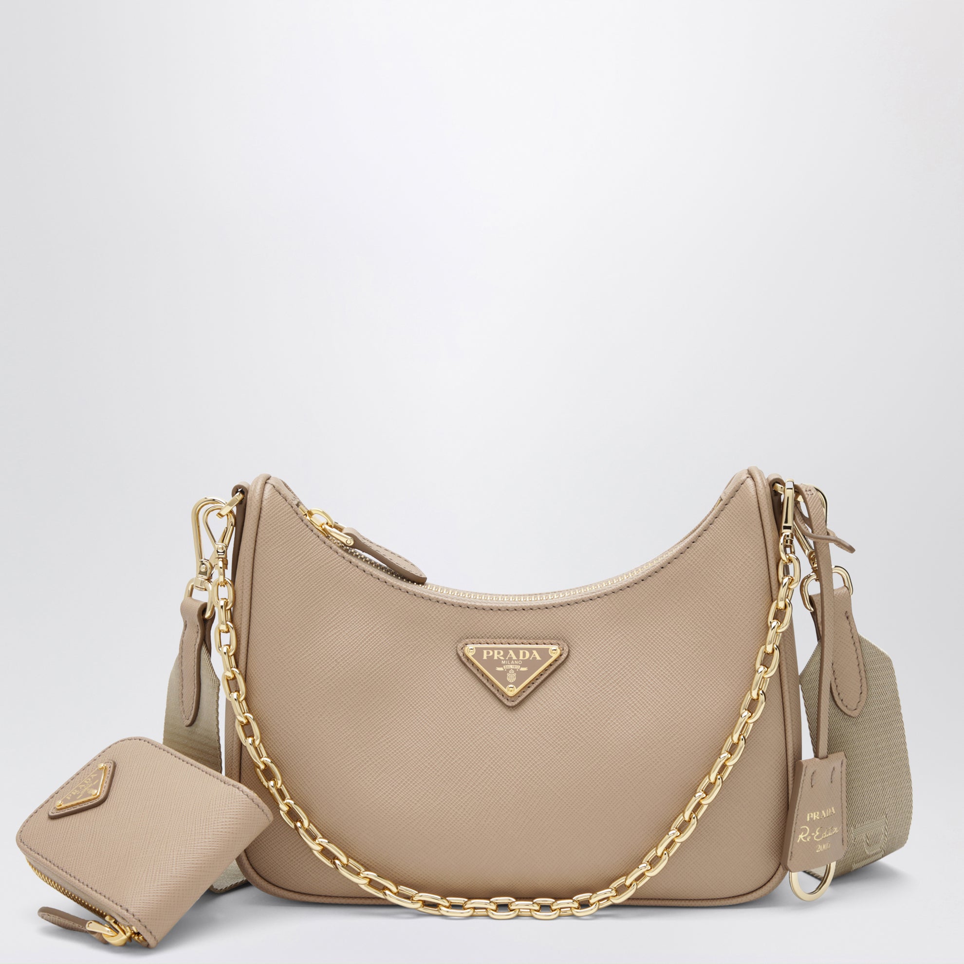 Borsa Re-Edition 2005 beige cammeo in pelle