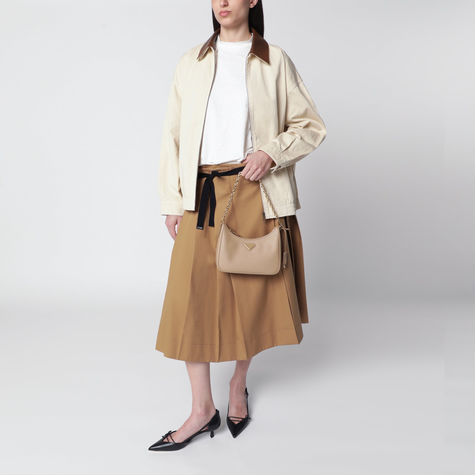Borsa Re-Edition 2005 beige cammeo in pelle