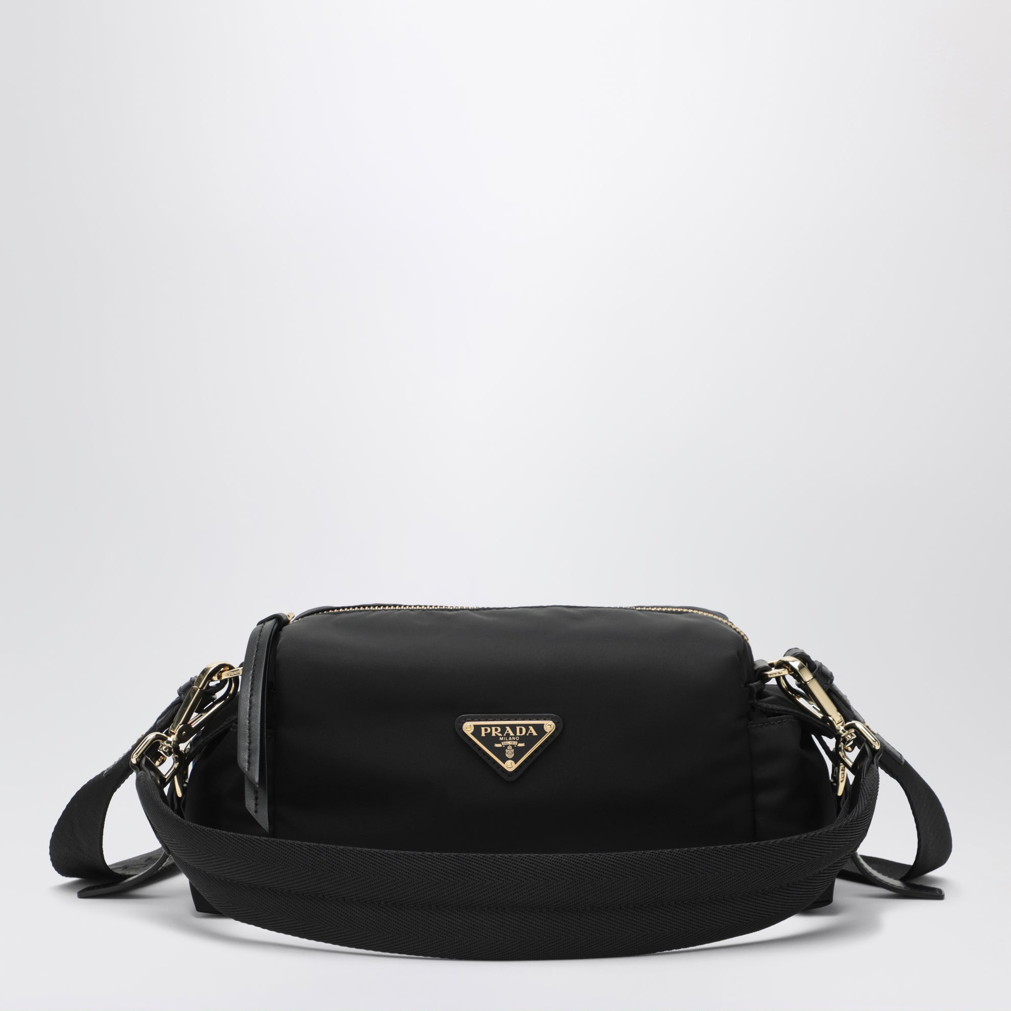 Borsa a spalla in Re-Nylon nera