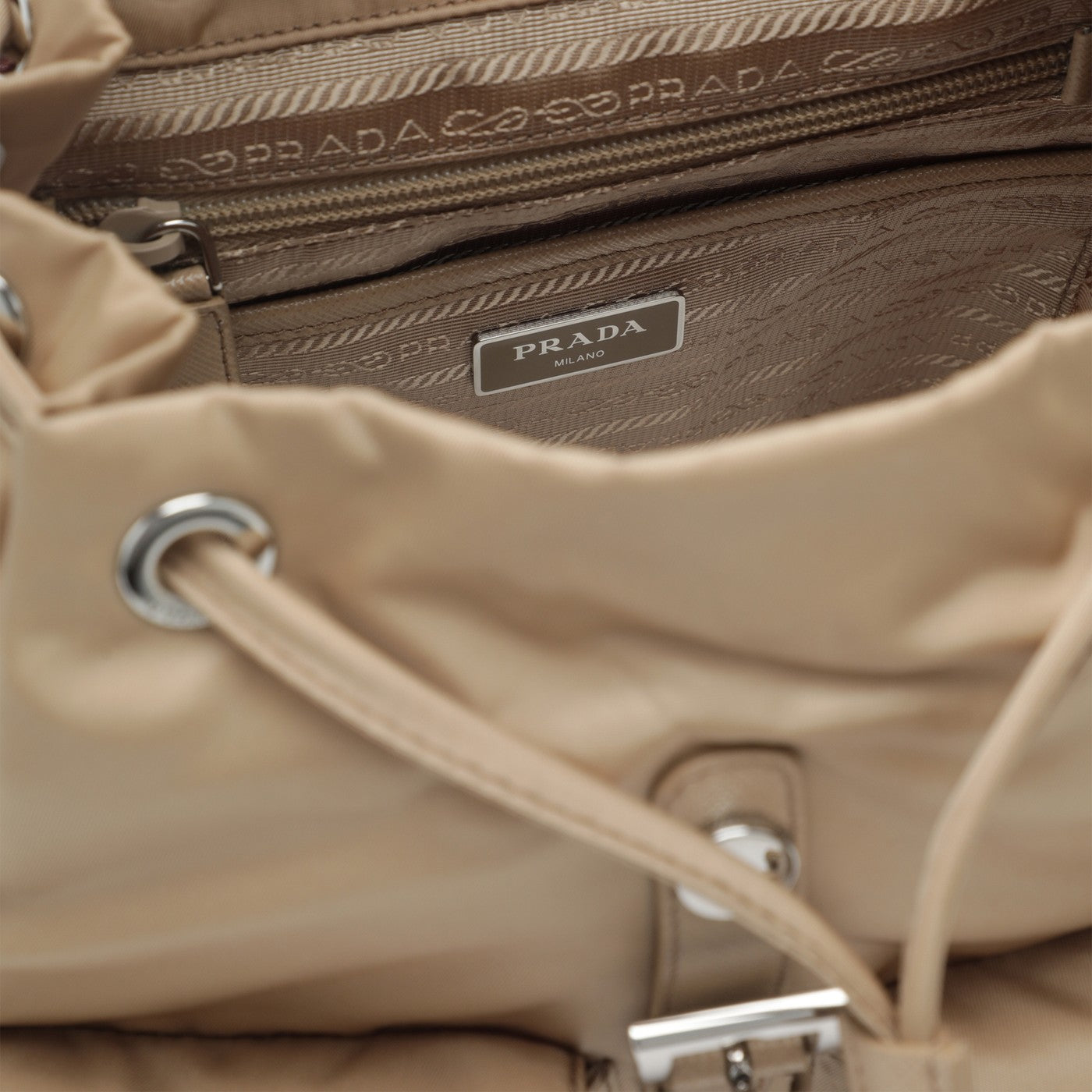 Small Re-Edition 1978 backpack in beige Re-Nylon