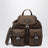 Zaino in Re-Nylon e Saffiano con pouch marrone