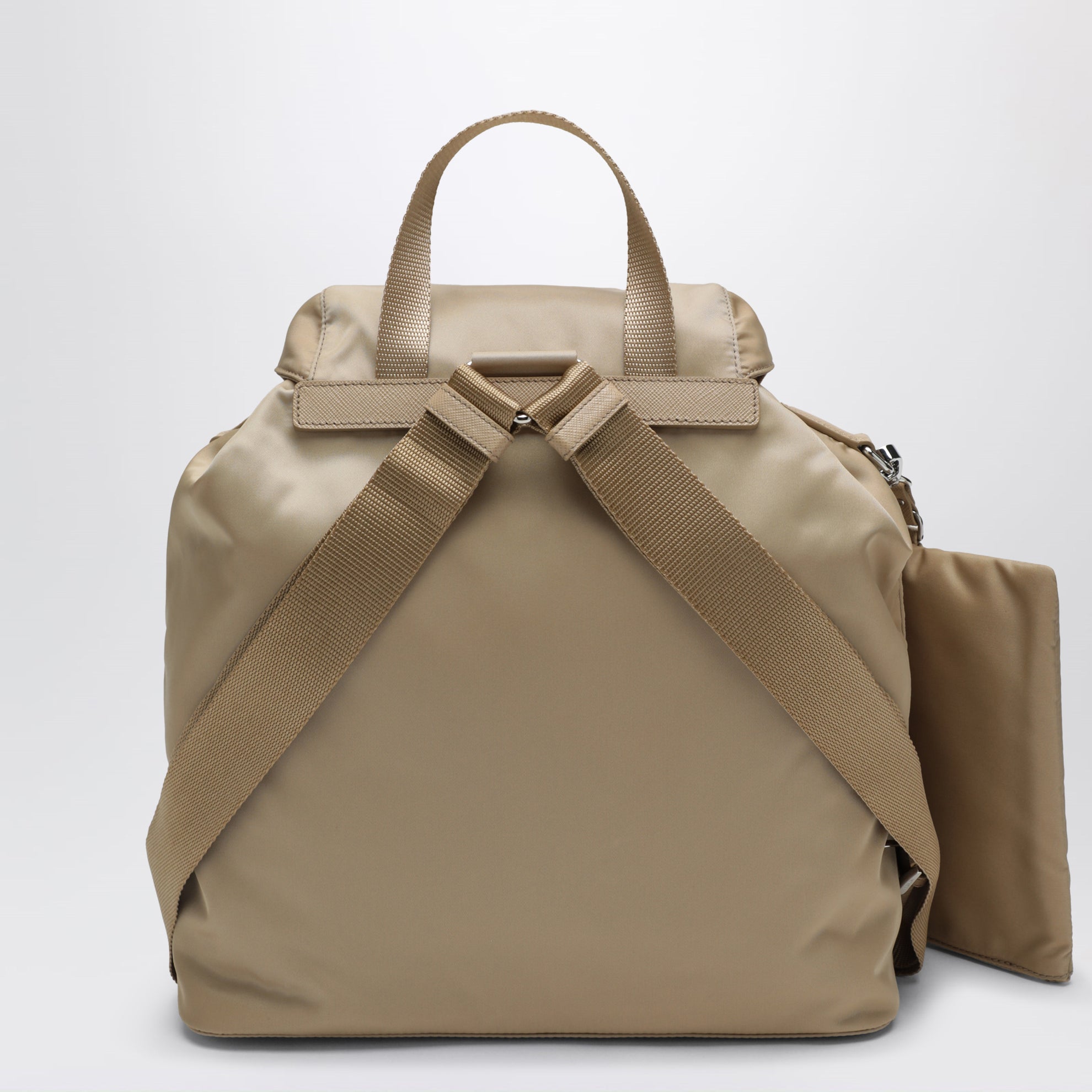 Zaino in Re-Nylon e Saffiano con pouch Cammello