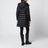 Lange schwarze Daunenjacke aus Nylon