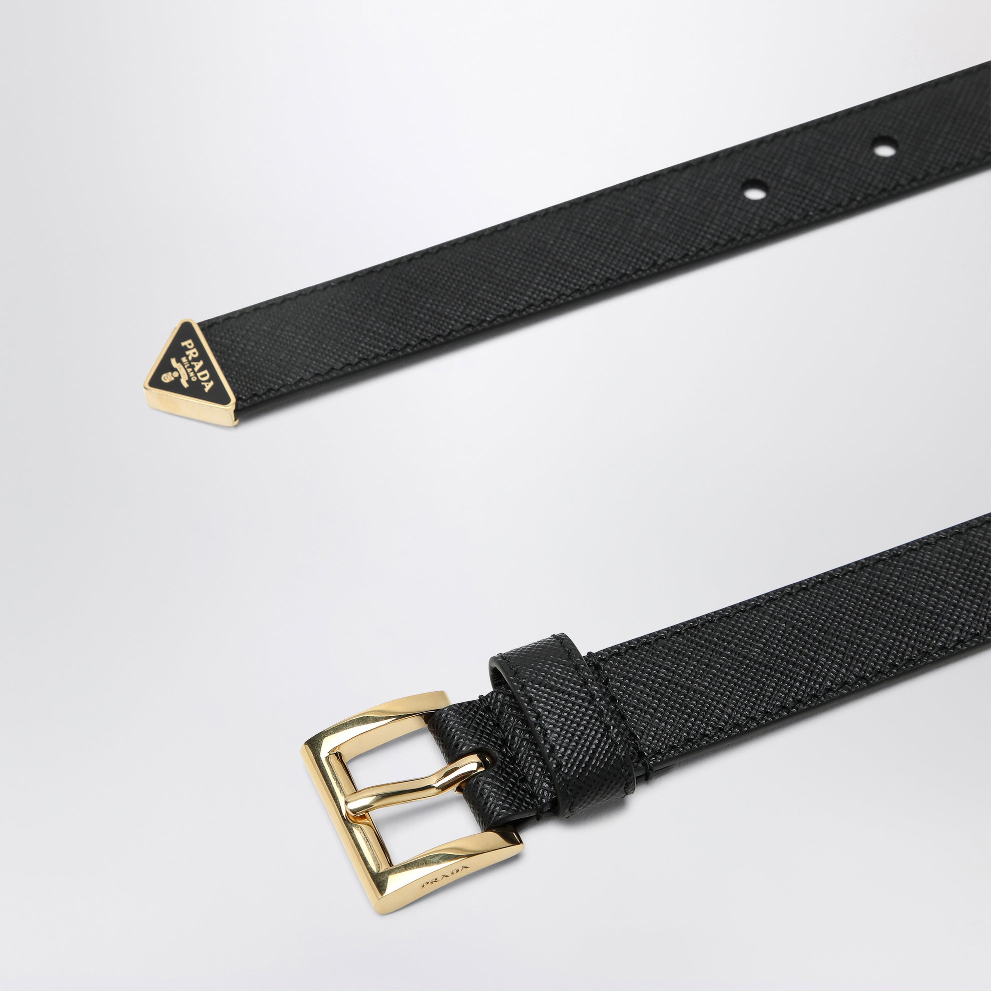 Black Saffiano leather belt