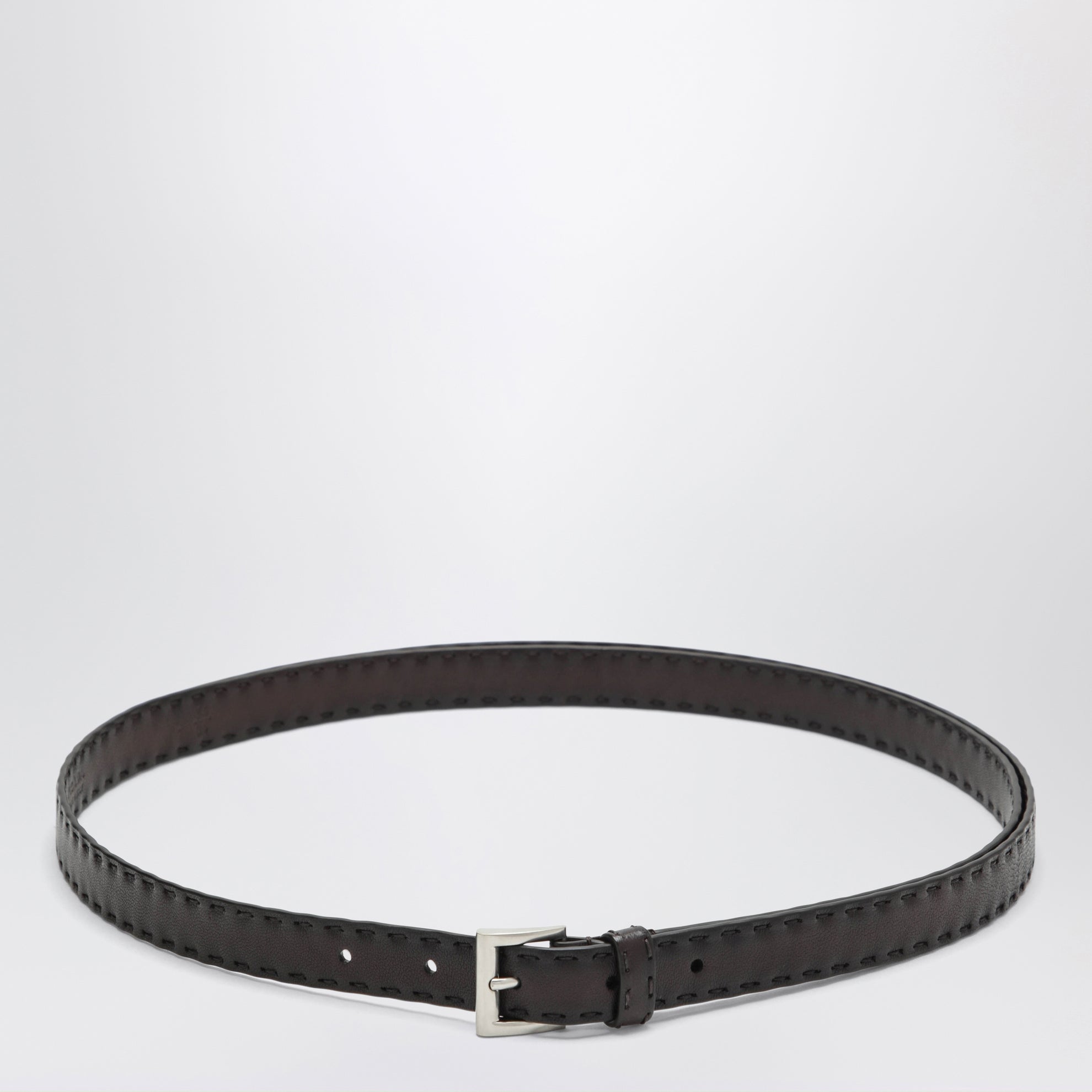 Ceinture fine en cuir couleur Café