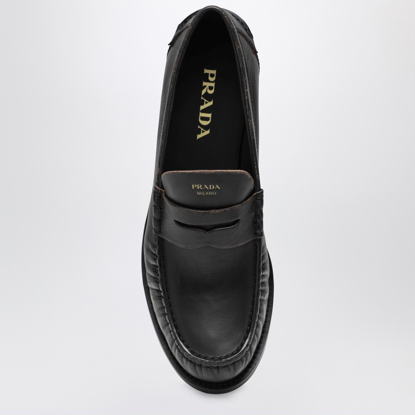 Prada Black polished leather loafers | TheDoubleF