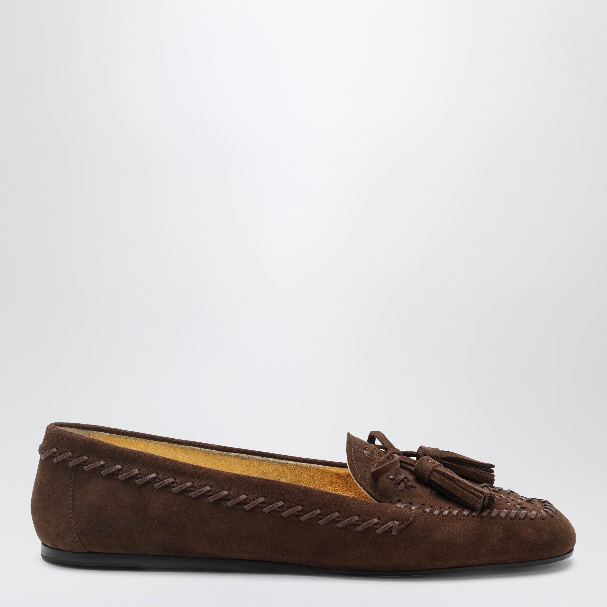 Mocassino in suede Cacao con ricami e nappine