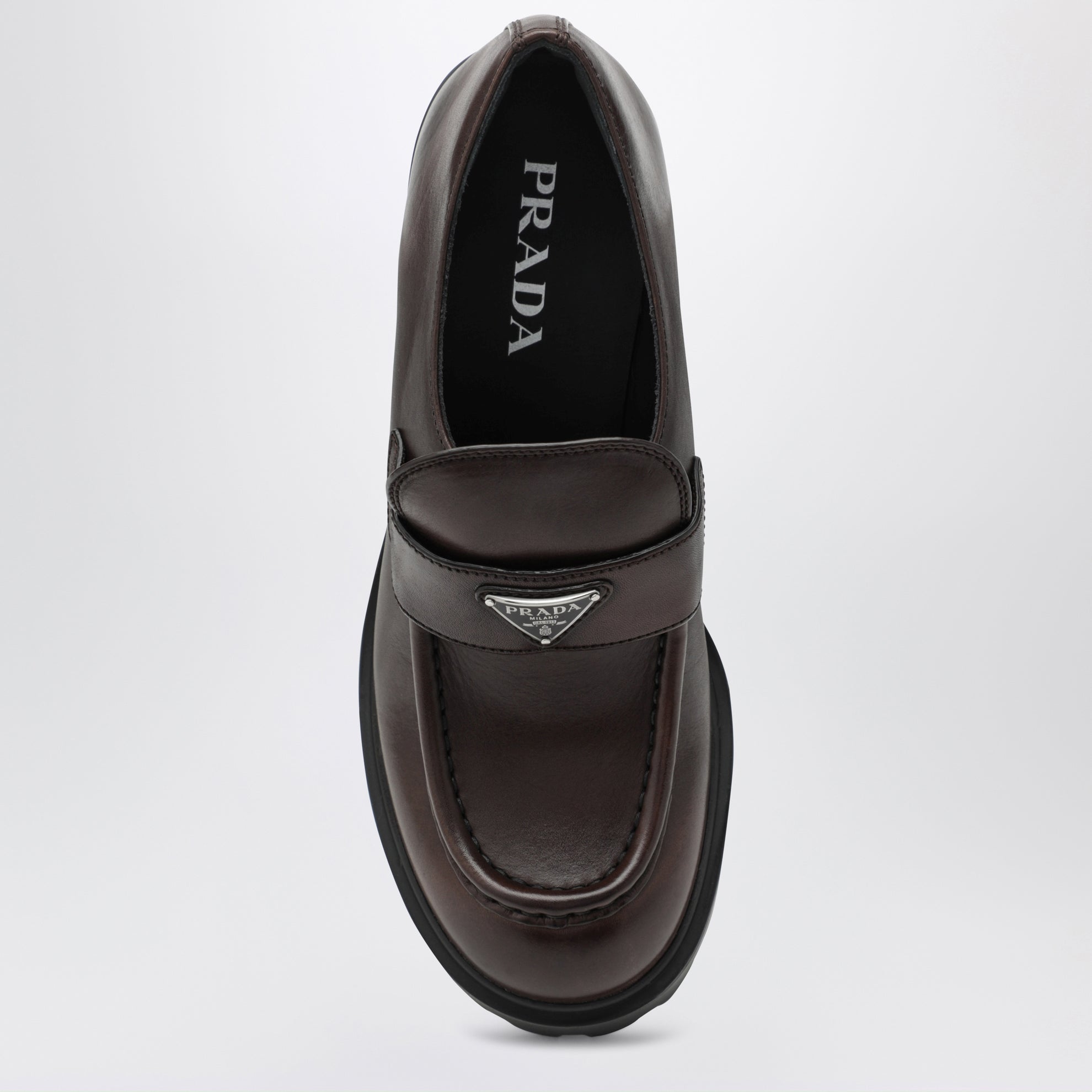 Brown platform heeled loafers