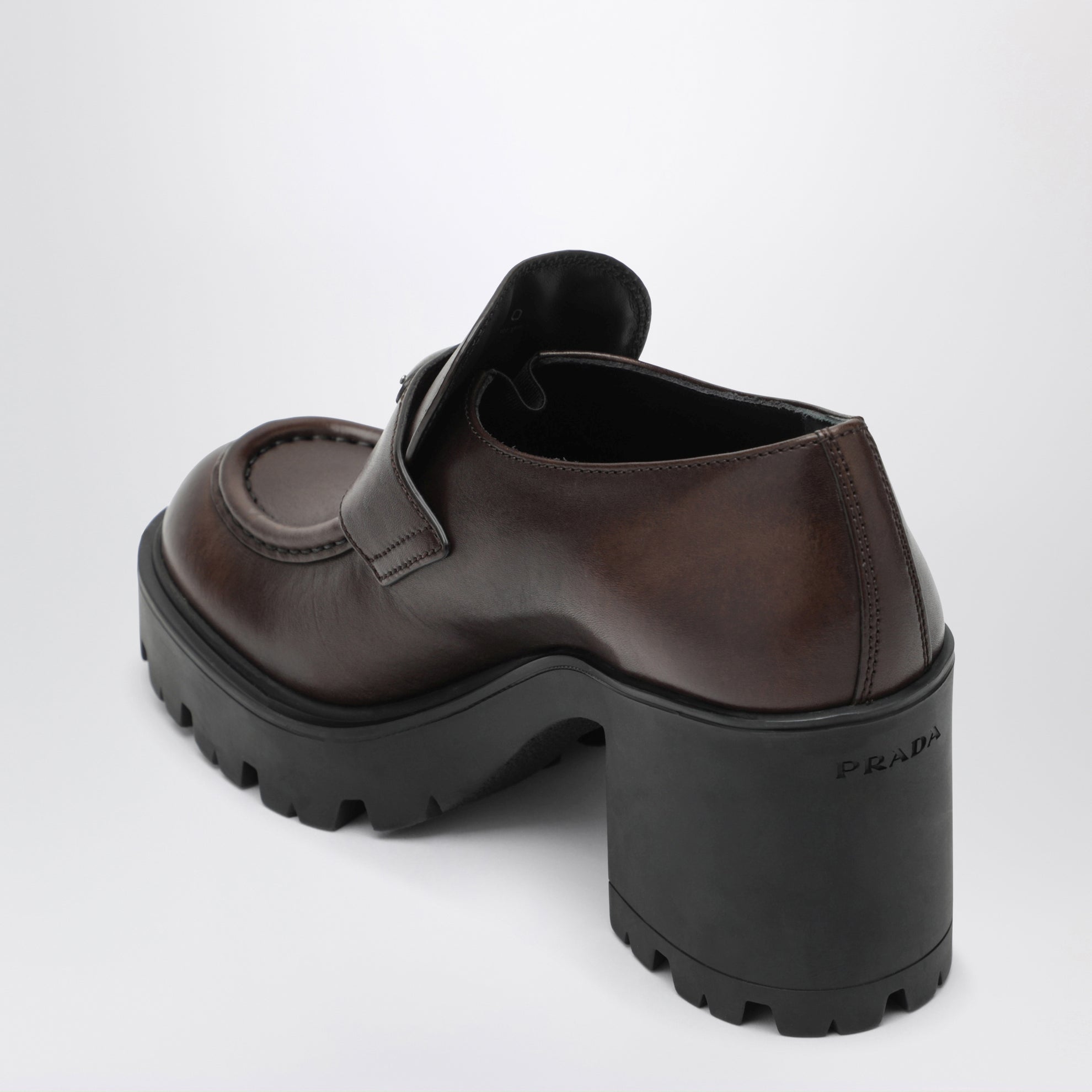 Brown platform heeled loafers