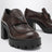 Brown platform heeled loafers