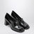 Black brushed leather heeled loafers