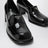 Black brushed leather heeled loafers