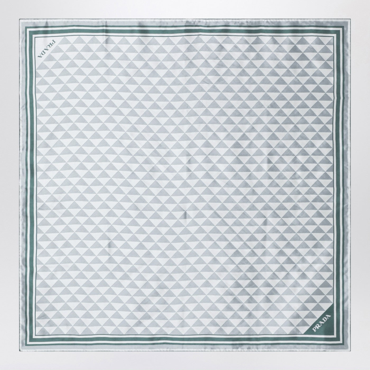 Smaragdgrüner bedruckter Seidentwill-Schal 90x90