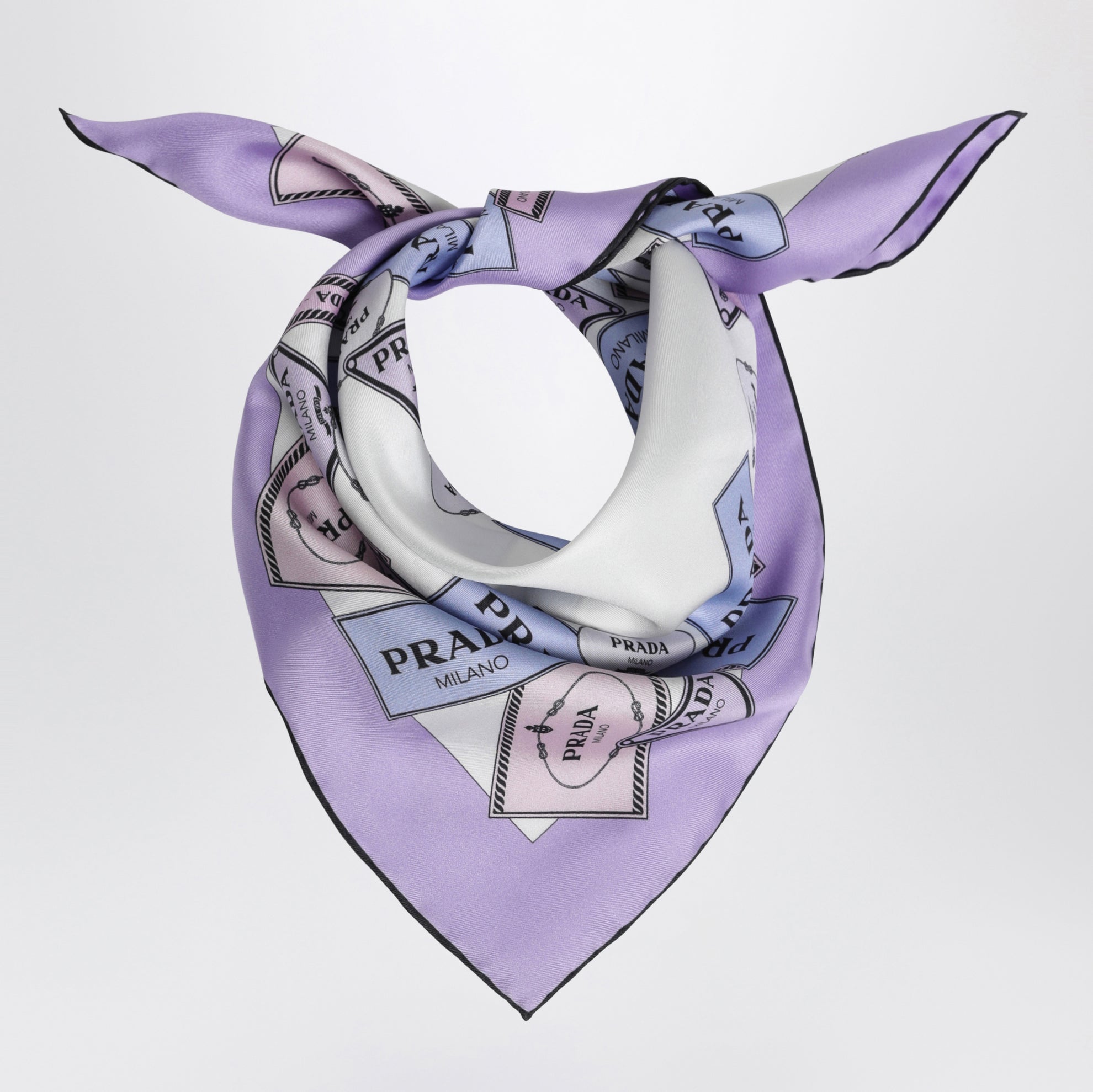 Printed silk twill scarf 55 wisteria