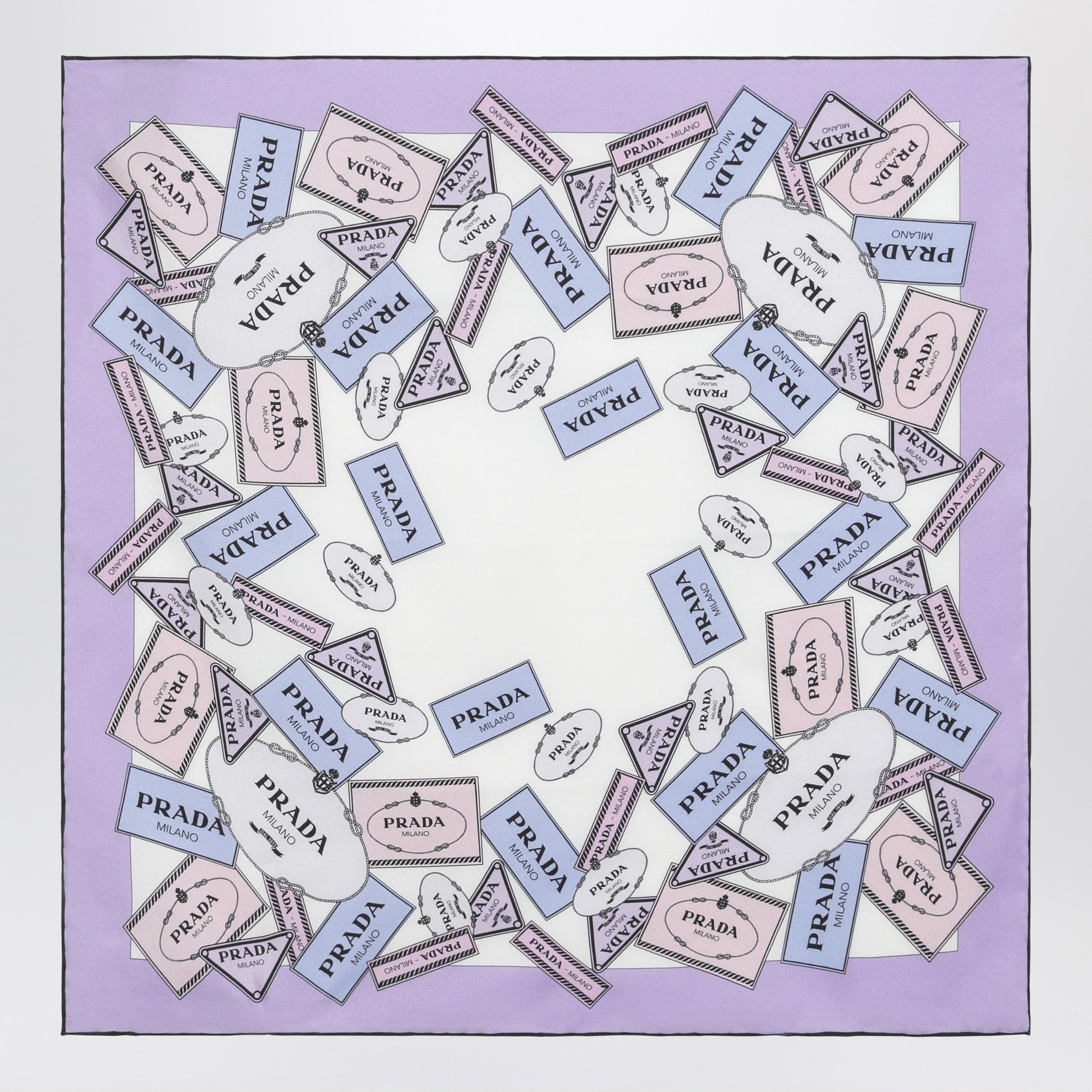 Printed silk twill scarf 55 wisteria