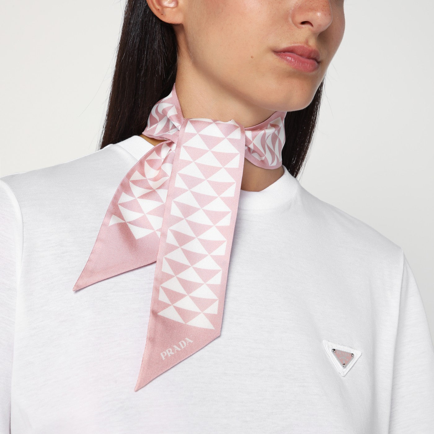 Silk jacquard scarf pink/white