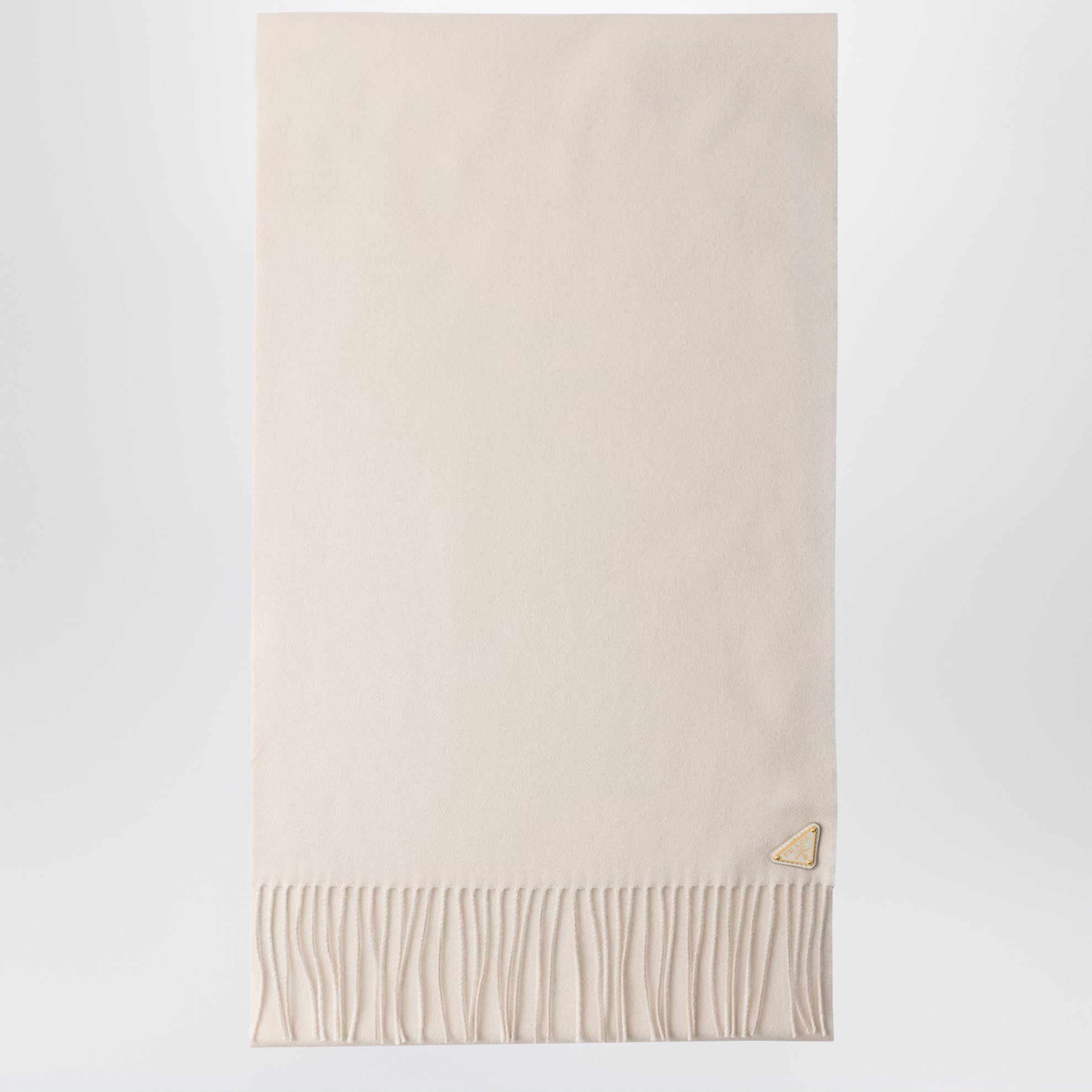 Sciarpa in seta e cashmere color talco