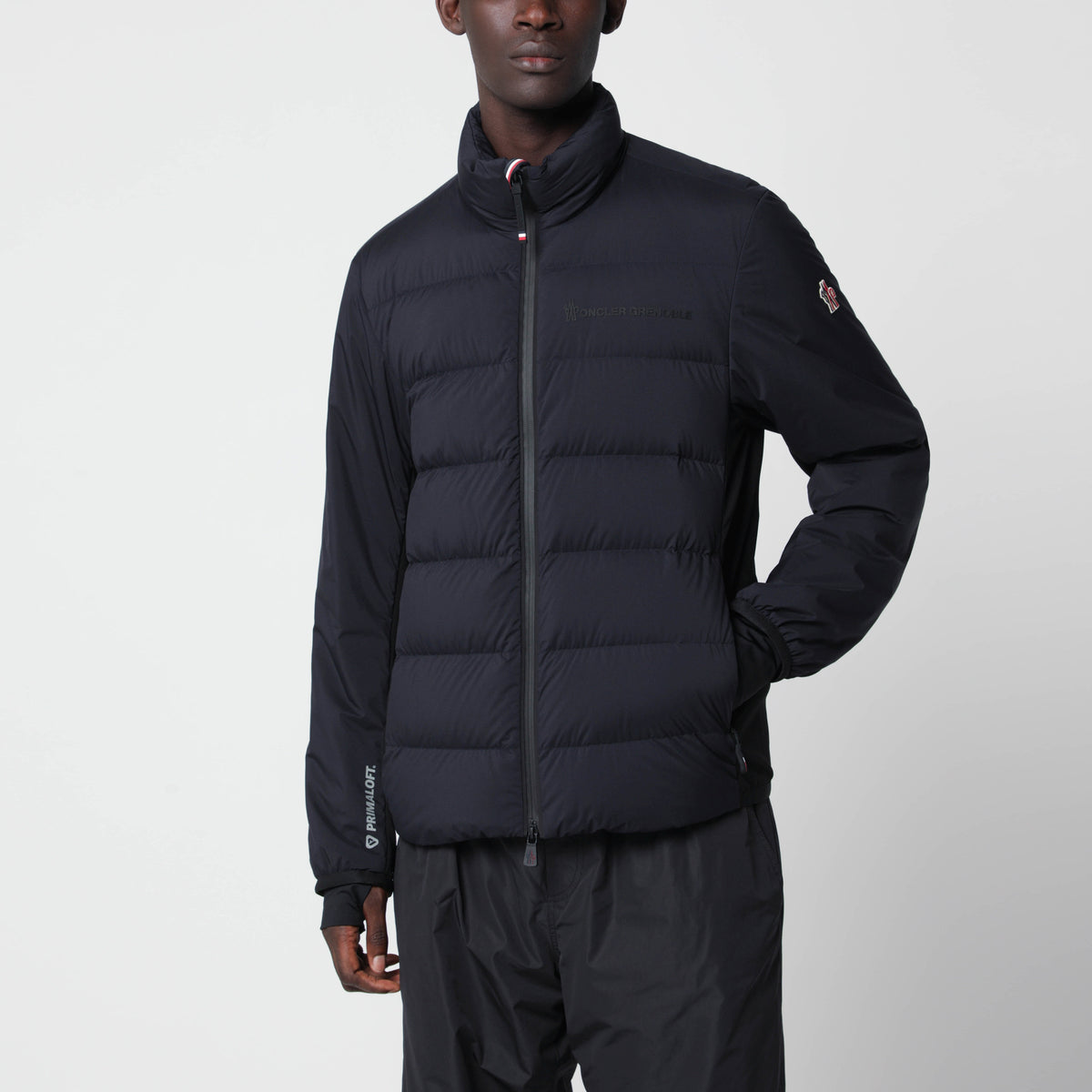 Giacca con zip blu navy in nylon