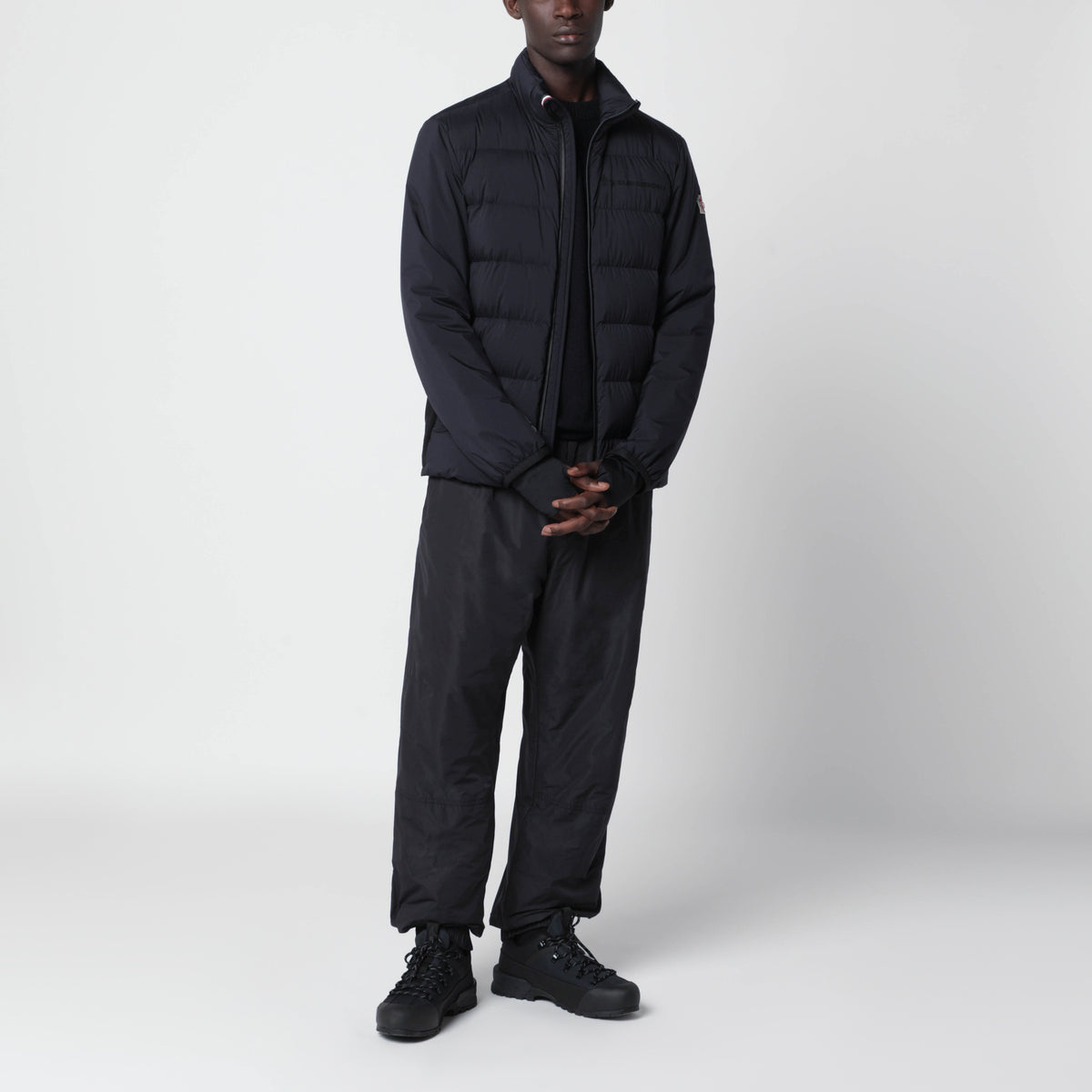 Giacca con zip blu navy in nylon
