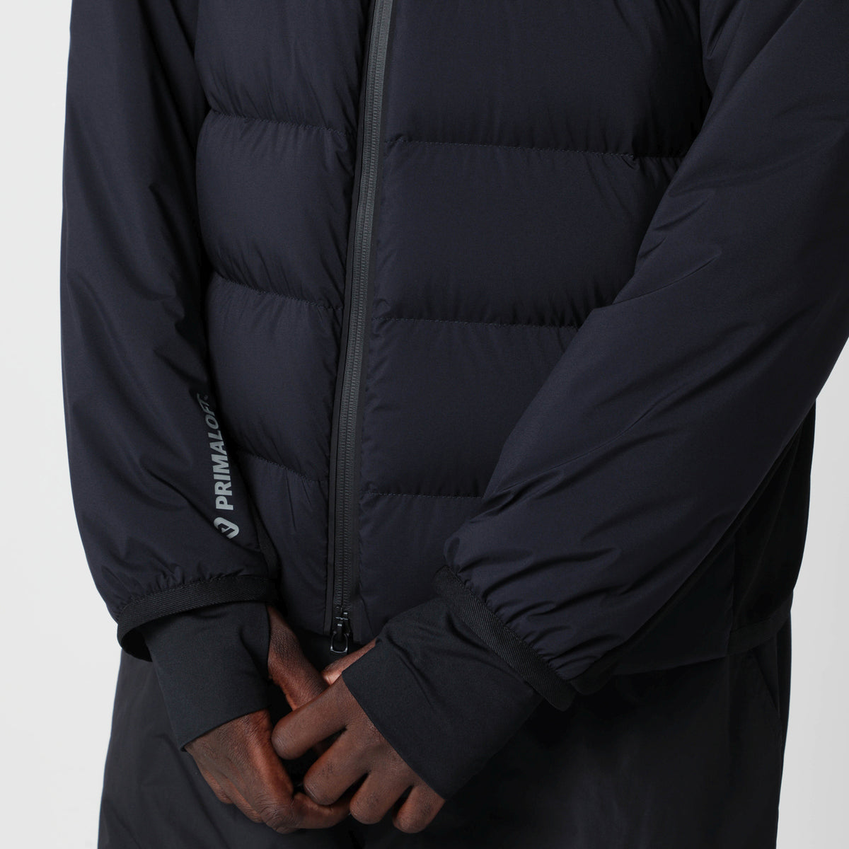 Giacca con zip blu navy in nylon