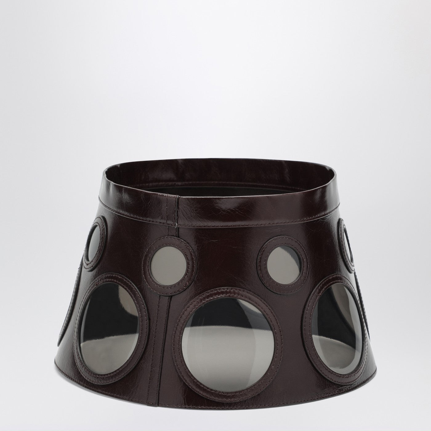 Visor brown in leather and plexiglass