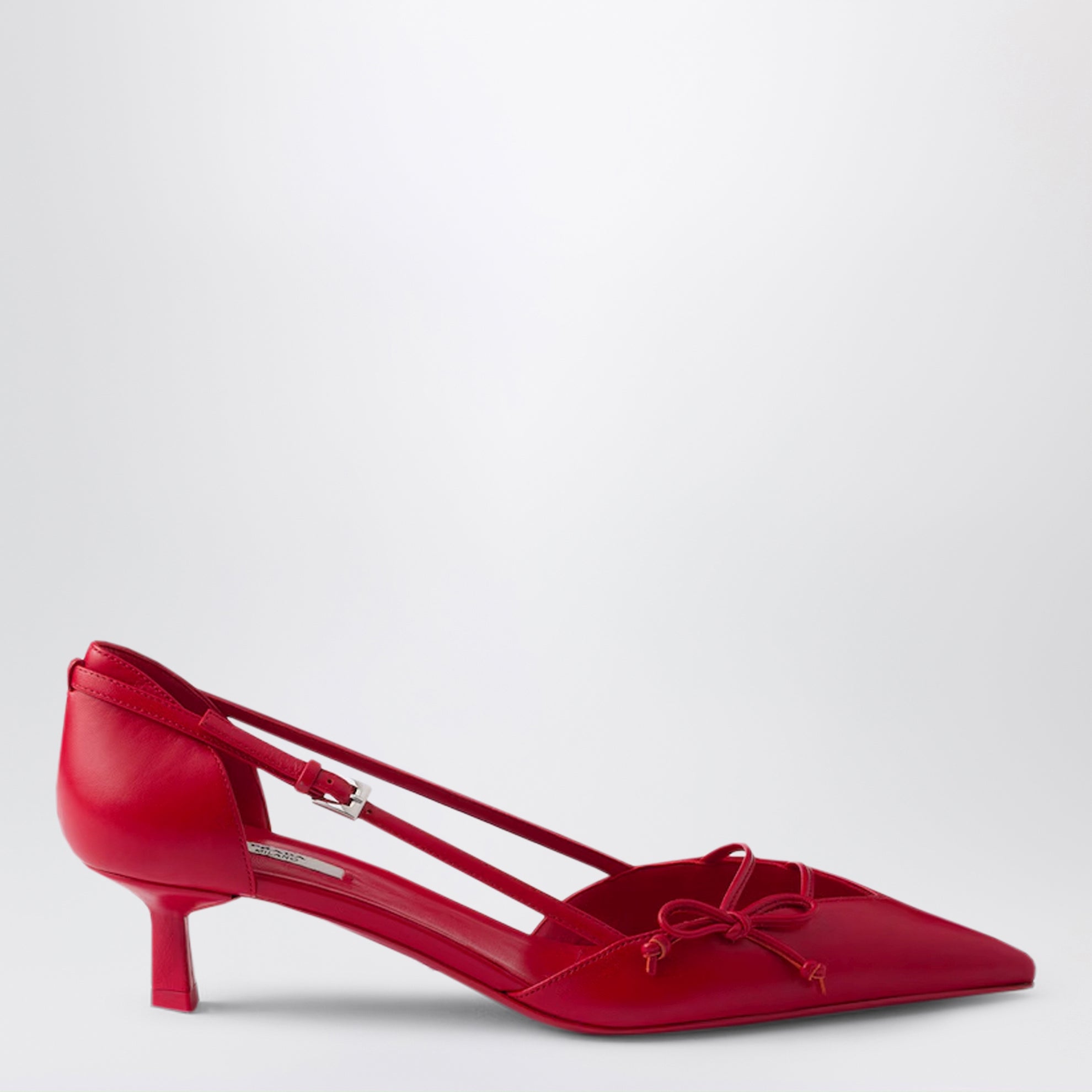 Red Leather Side-Open Pumps