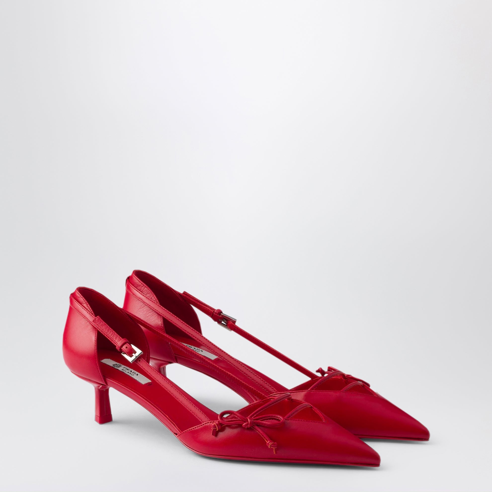 Red Leather Side-Open Pumps