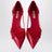 Red Leather Side-Open Pumps