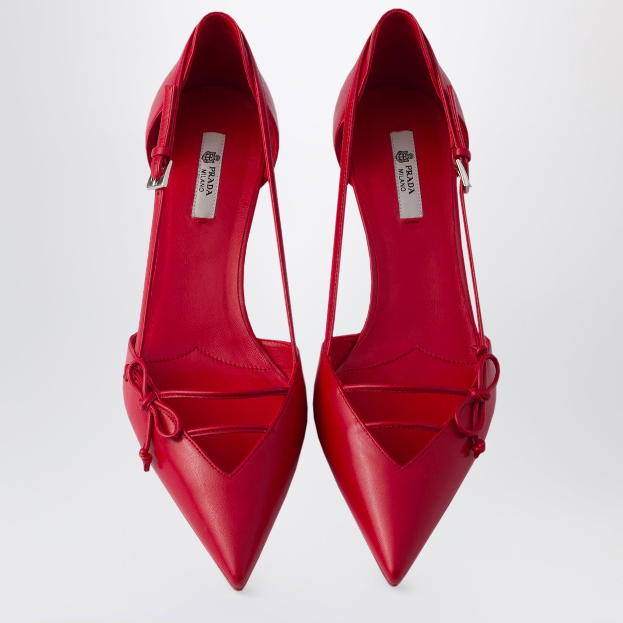Red Leather Side-Open Pumps
