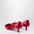 Red Leather Side-Open Pumps