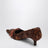 Coffee satin pumps decorated with feathers