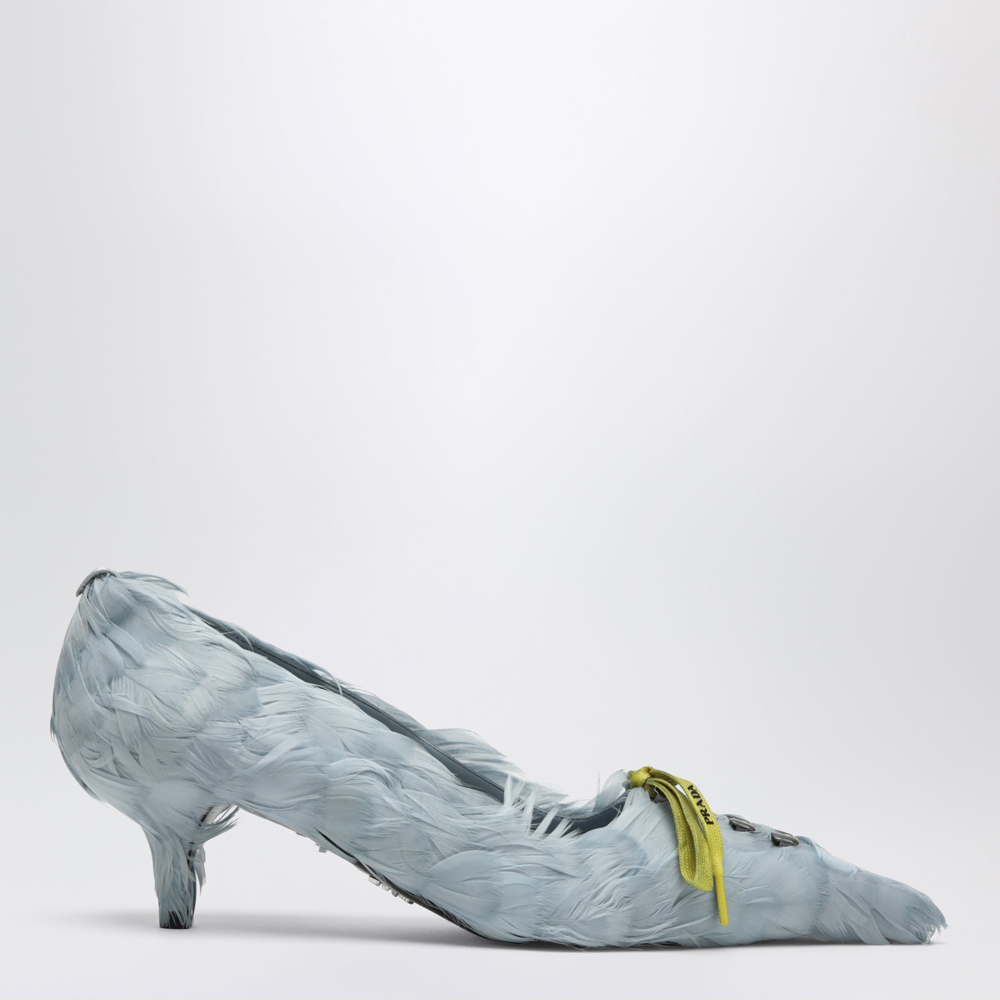 Astro satin pumps decorated with feathers