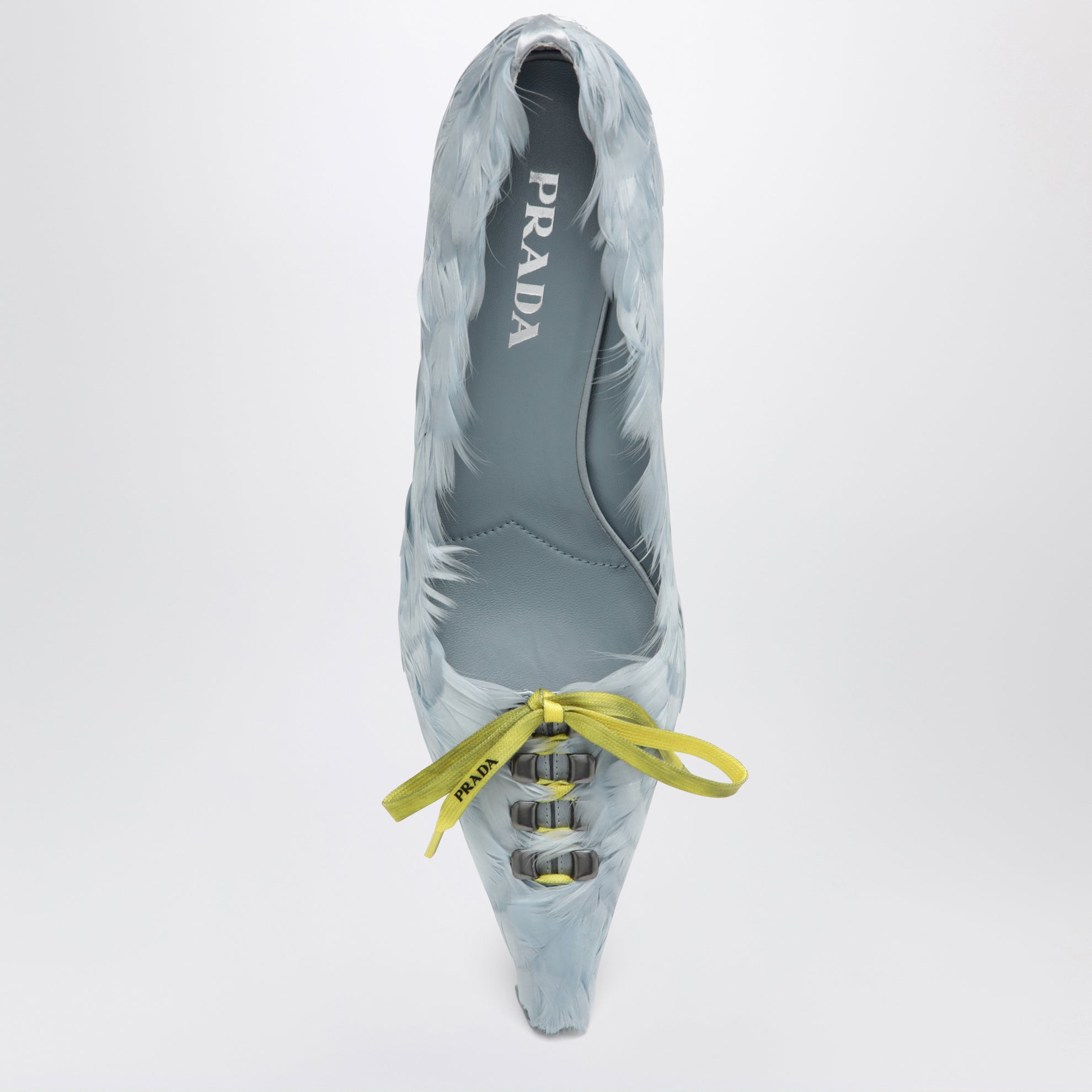 Astro satin pumps decorated with feathers