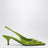 Décolleté slingback verde felce in raso con paillettes
