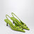 Décolleté slingback verde felce in raso con paillettes