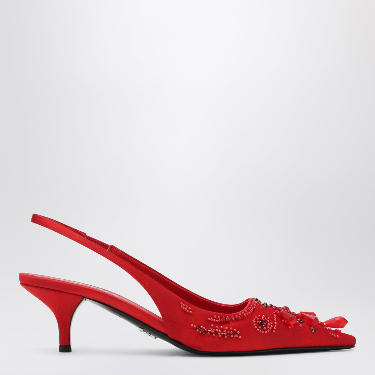 Décolleté slingback rosse in seta e viscosa