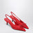 Red Embroidered Satin Slingback Pumps