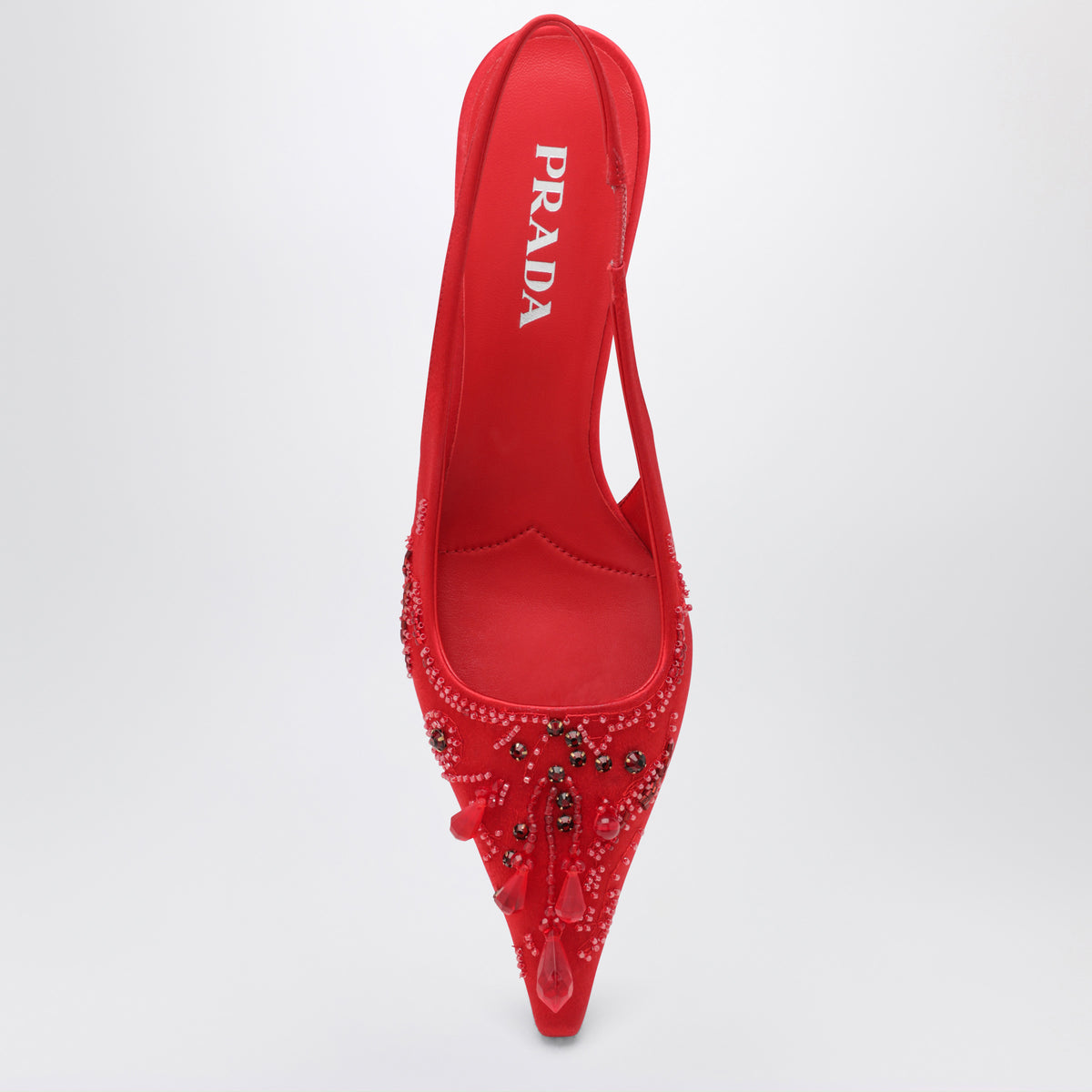 Décolleté slingback rosse in seta e viscosa