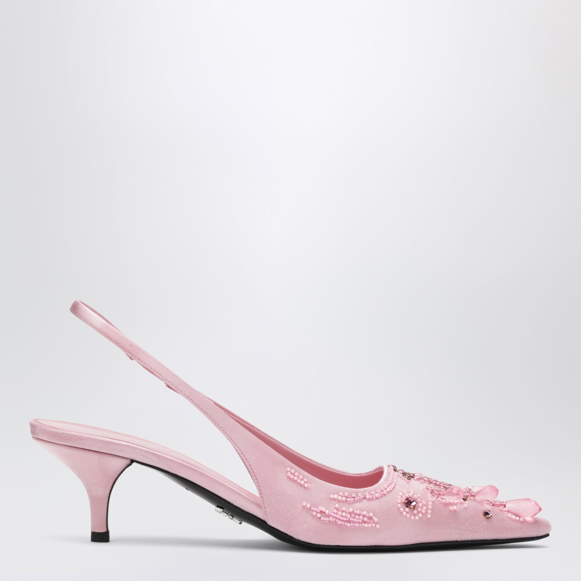 Décolleté slingback rosa in seta e viscosa