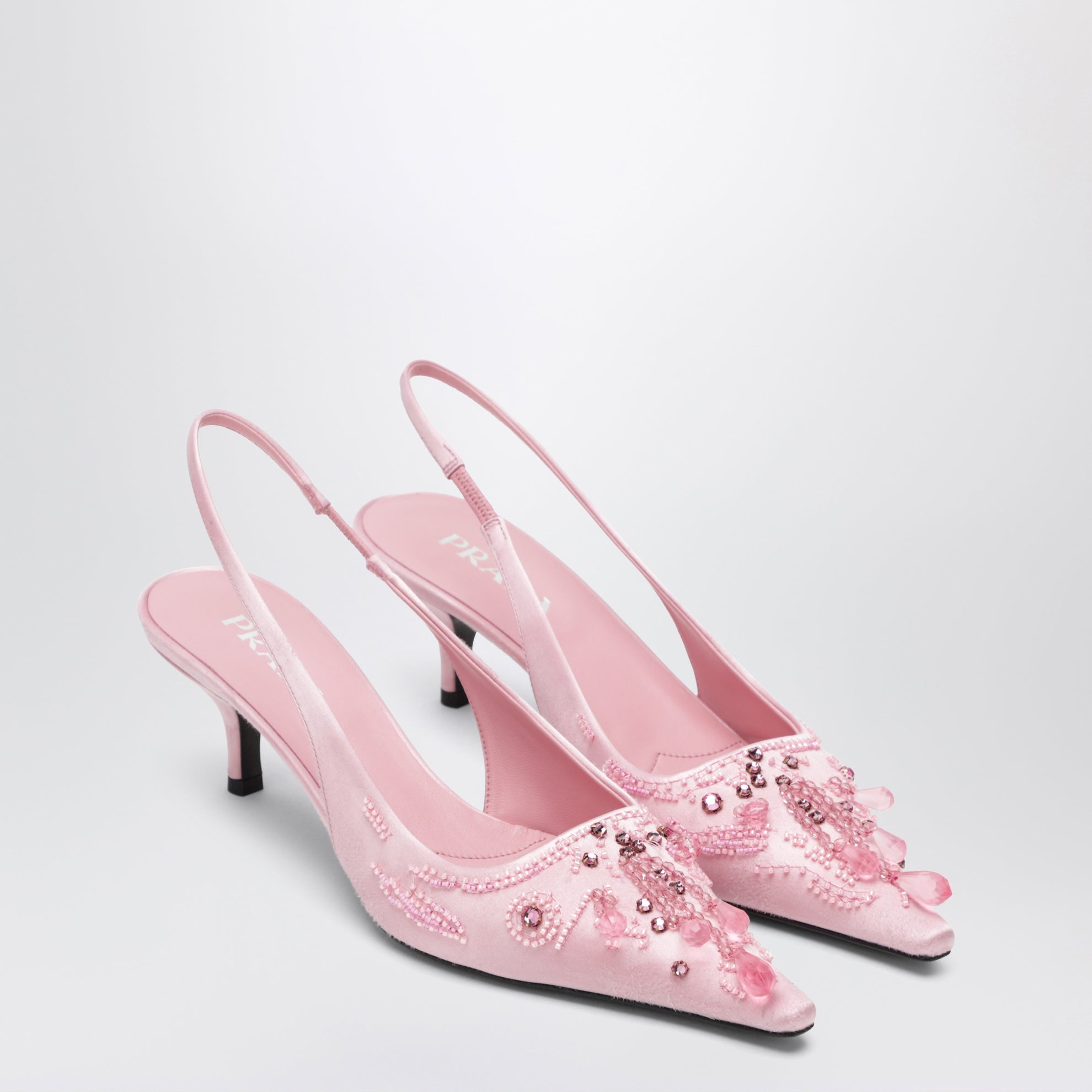 Décolleté slingback rosa in seta e viscosa
