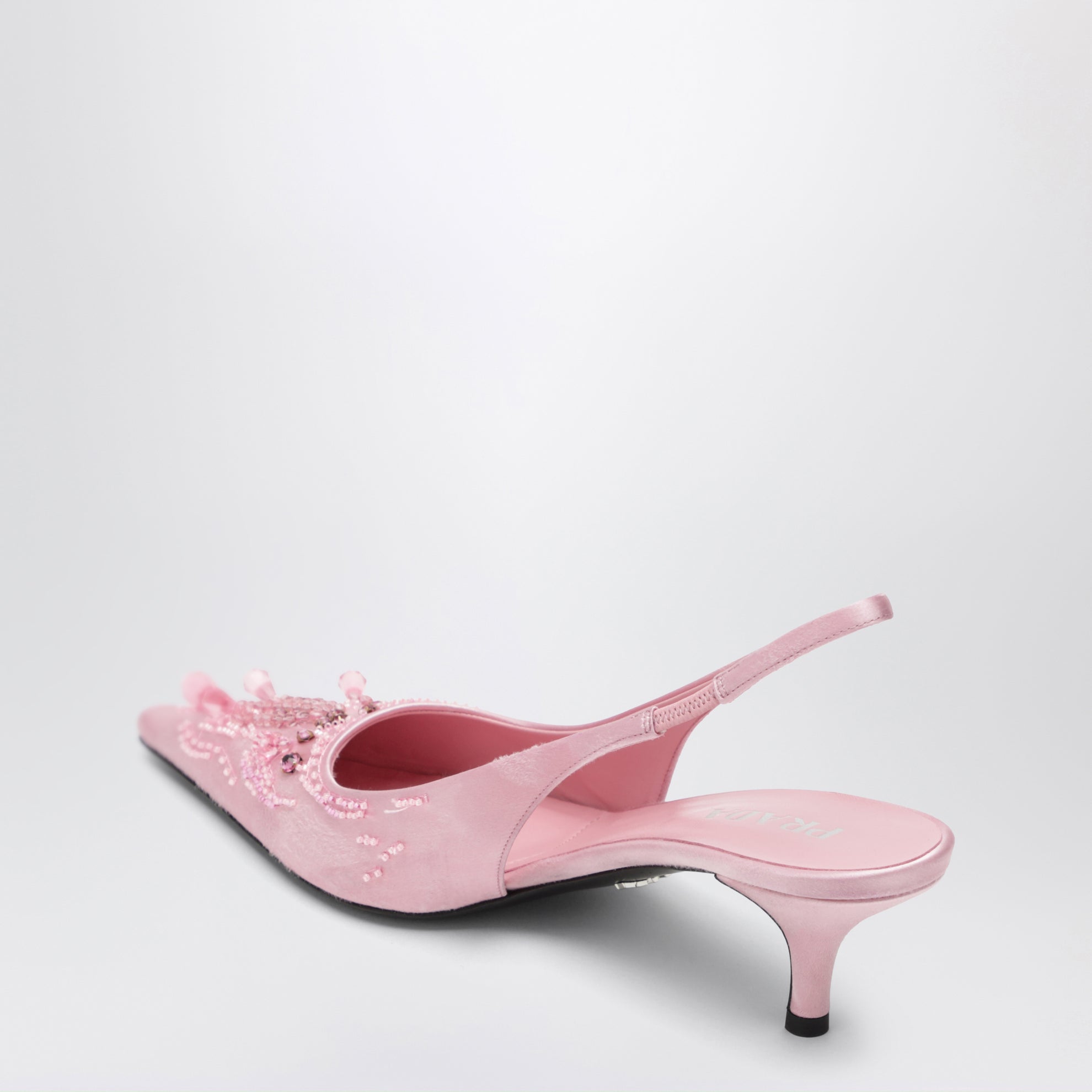 Décolleté slingback rosa in seta e viscosa