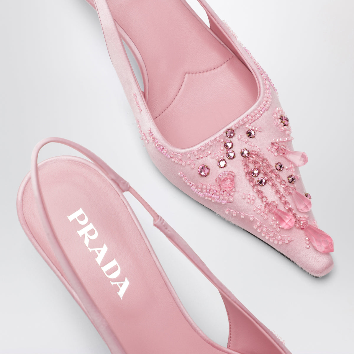 Décolleté slingback rosa in seta e viscosa
