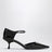 Black brushed leather side-open pumps