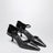 Black brushed leather side-open pumps