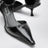 Black brushed leather side-open pumps