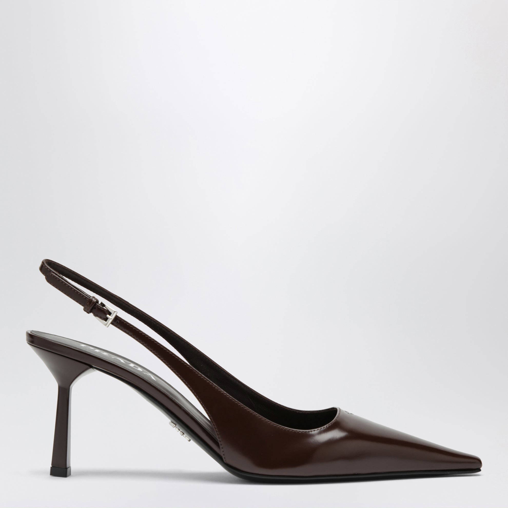 Burnt leather slingback pumps