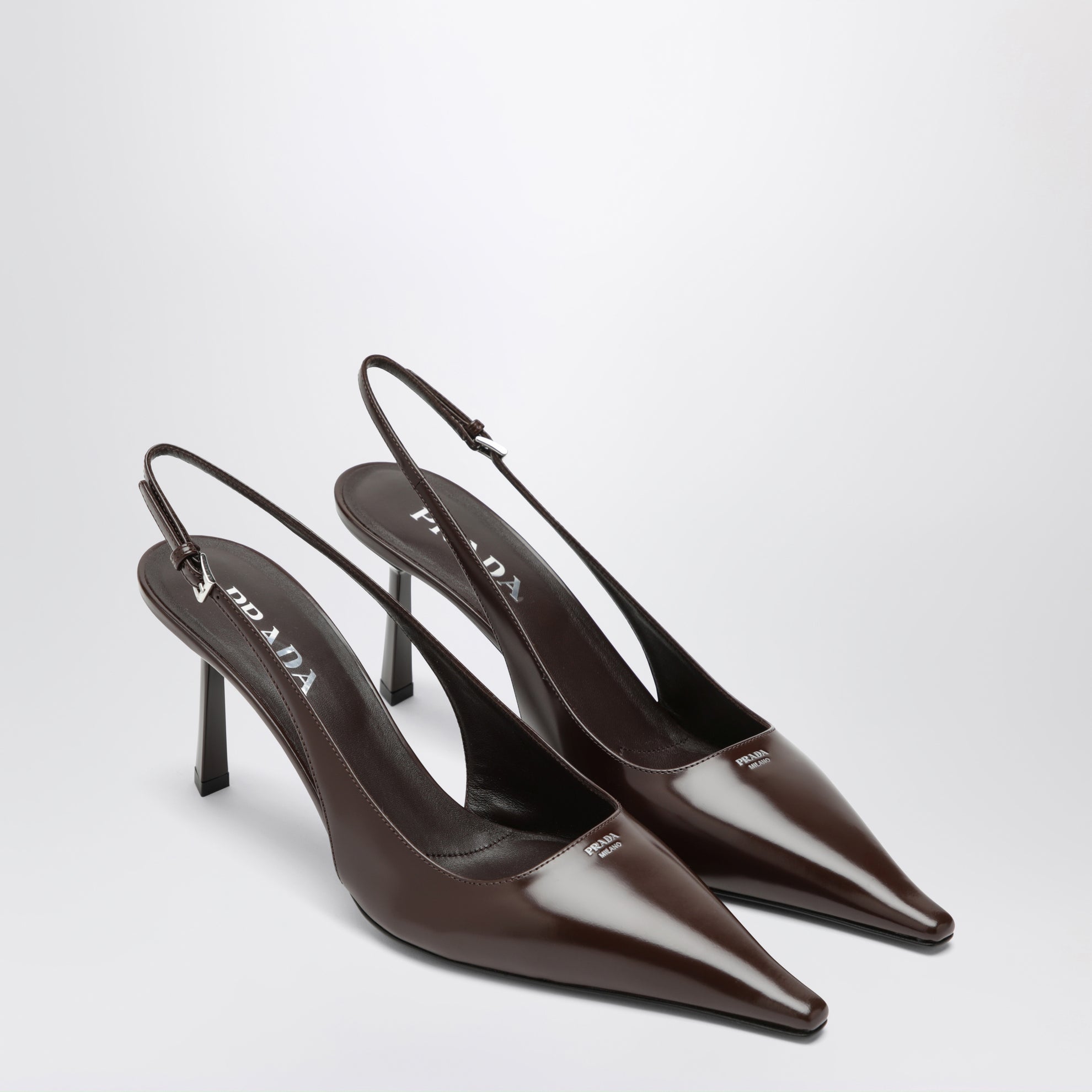 Burnt leather slingback pumps